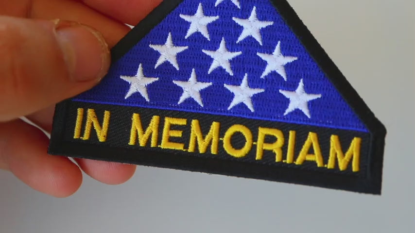 In Memoriam Folded Flag Embroidered Patch product video