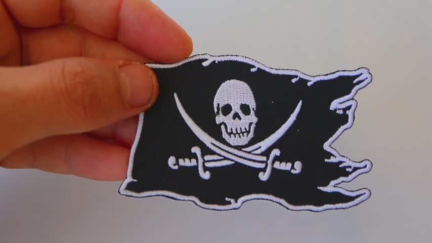 Pirate Skull Flag Embroidered Patch product video