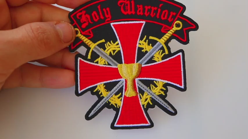 Holy Warrior Christian Embroidered Patch product video