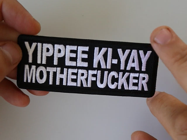 Yippee Ki Yay Text Embroidered Patch product video