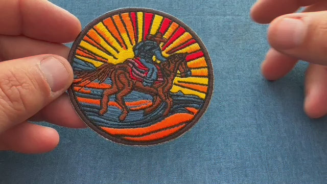 Riding into the Sunset Horse Embroidered Patch product video