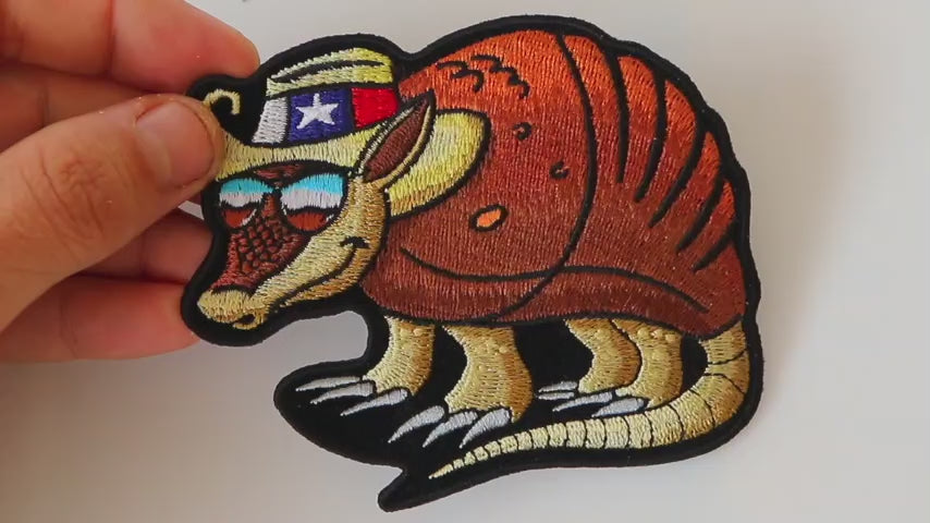 Texas Armadillo Embroidered Patch product video