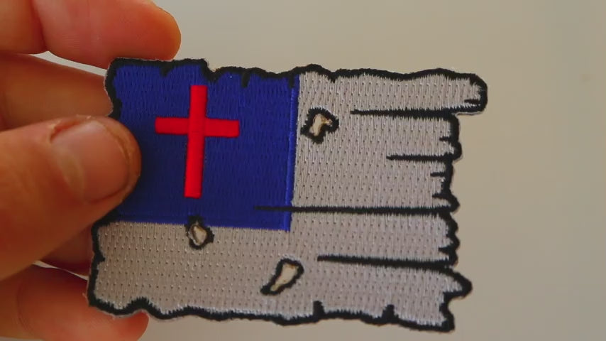 Tattered Christian Flag Embroidered Patch product video