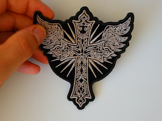 Christian Cross Wings Embroidered Patch product video