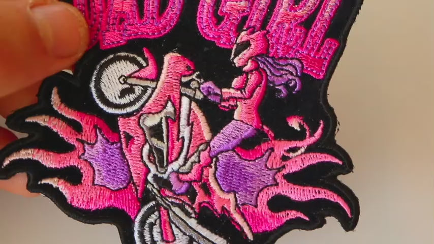 Bad Girl Biker Embroidered Patch product video