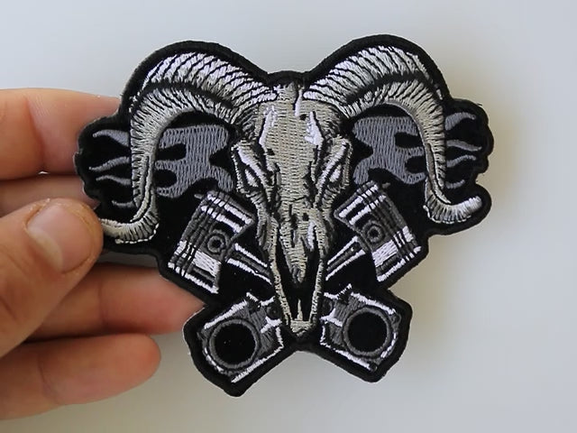 Ram with Pistons Embroidered Patch product video