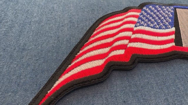 Veteran US Flag Large Rocker Embroidered Patch product video