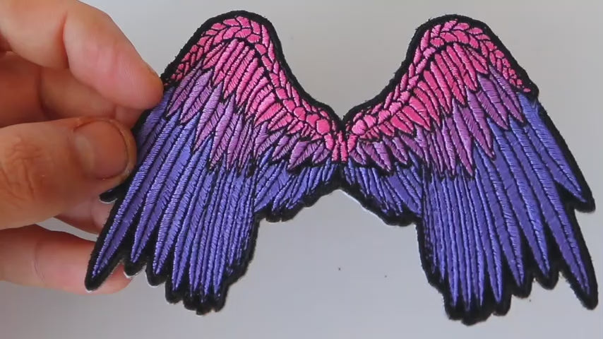 Pink Angel Wings Biker Embroidered Patch product video