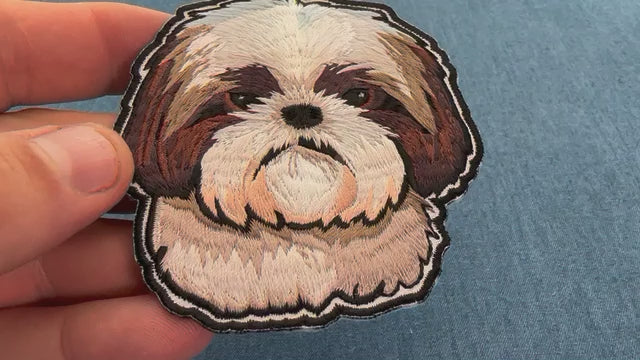 Product video showing the Yeddie Shih Tzu dog embroidered patch