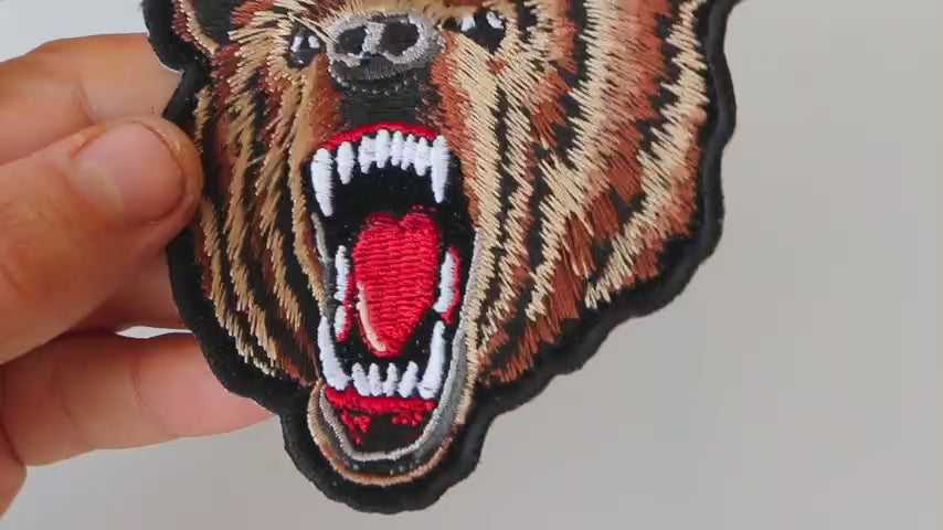 Product video showing the American bear embroidered patch