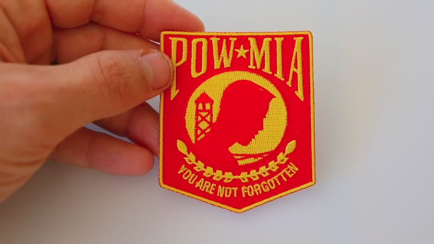 POW MIA Red Yellow Embroidered Patch product video