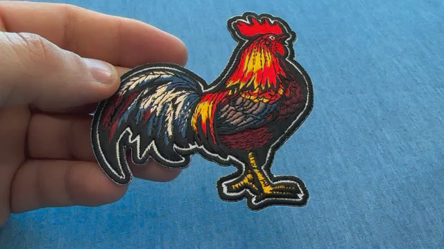 Cock Rooster Embroidered Patch product video