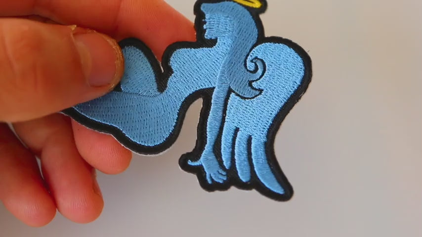 Blue Angel Girl Embroidered Patch product video