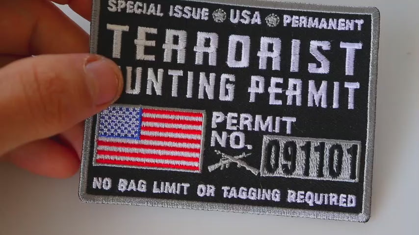 Terrorist Hunting Permit Embroidered Patch product video