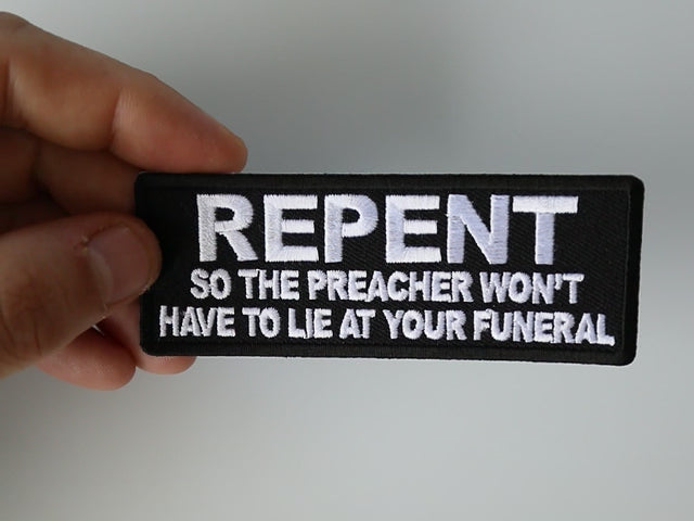 Repent Preacher Funeral Embroidered Patch product video