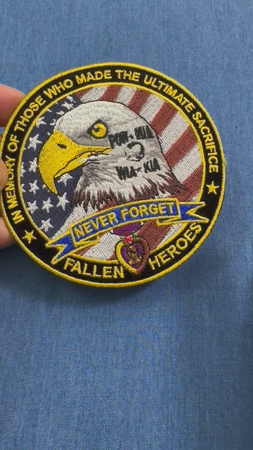 Fallen Heroes Memorial Embroidered Patch product video 2