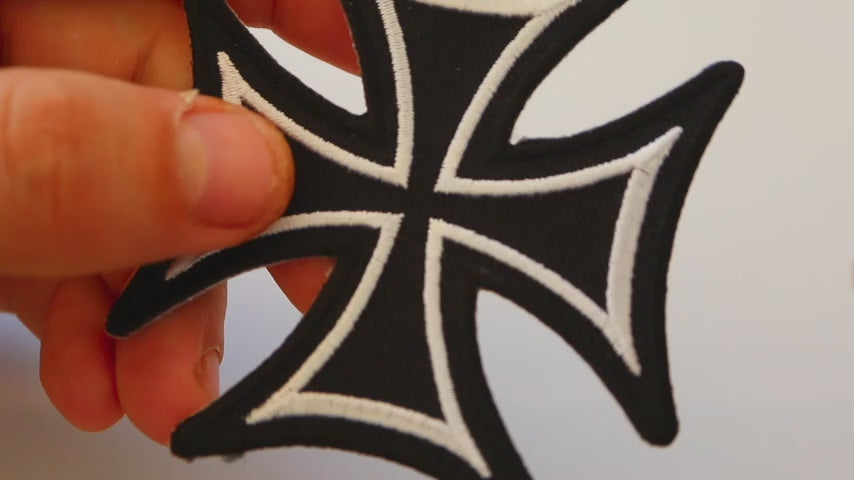 Biker Cross Embroidered Patch product video