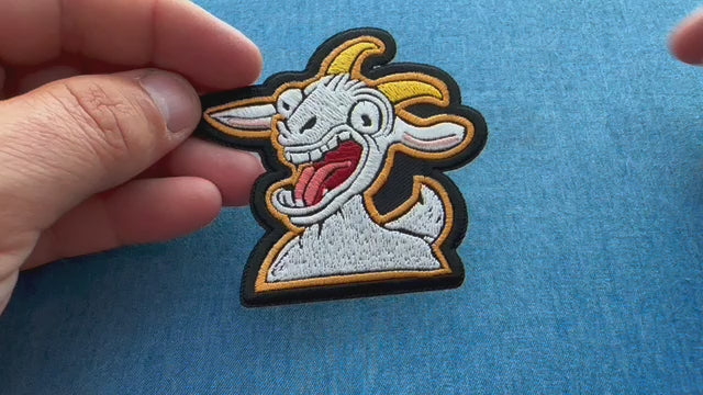 Product video showing the GOAT embroidered patch