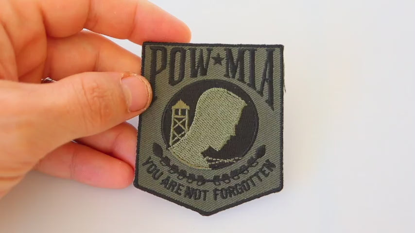 POW MIA Subdued Green Embroidered Patch product video