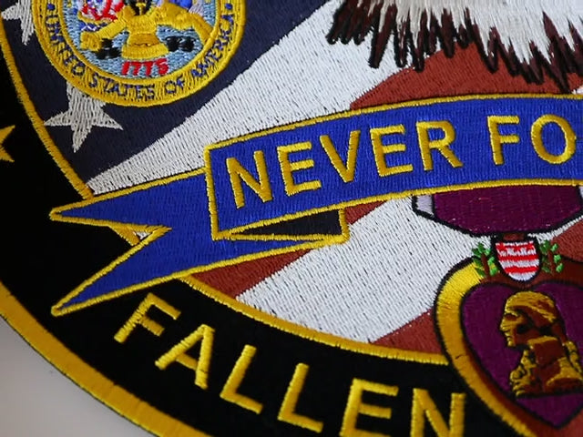 Never Forget Fallen Heroes Embroidered Patch product video 2