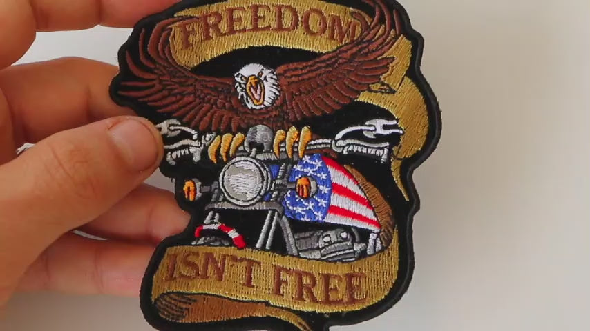 Freedom Isn't Free Patriotic Eagle Embroidered Patch product video