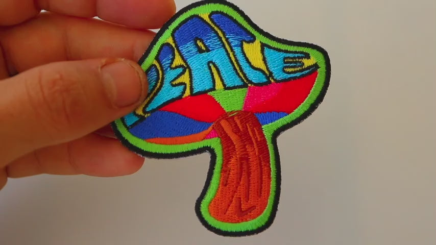Peace Mushroom Embroidered Patch product video