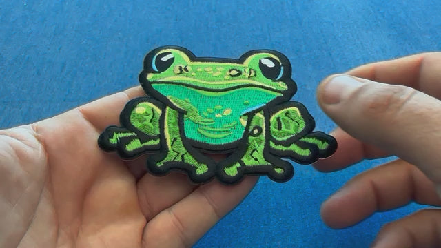 Cute Frog Embroidered Patch product video