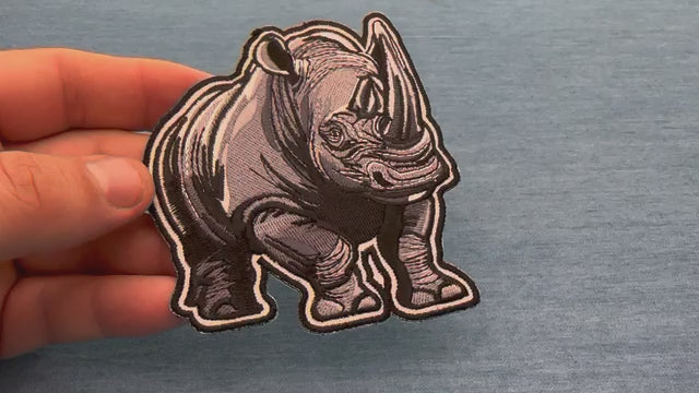 Gray Rhino Embroidered Patch product video