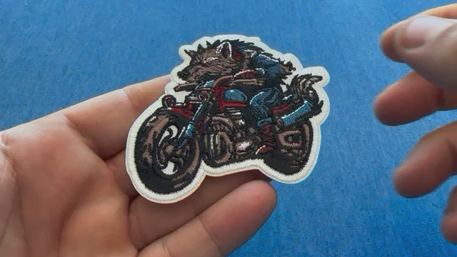 Wolf Motorcycle Embroidered Patch product video