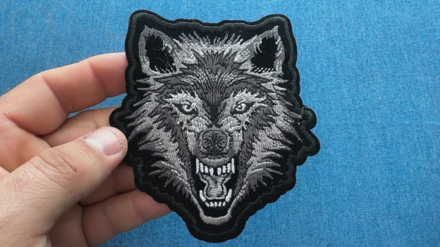 Wild Snarling Wolf Embroidered Patch product video