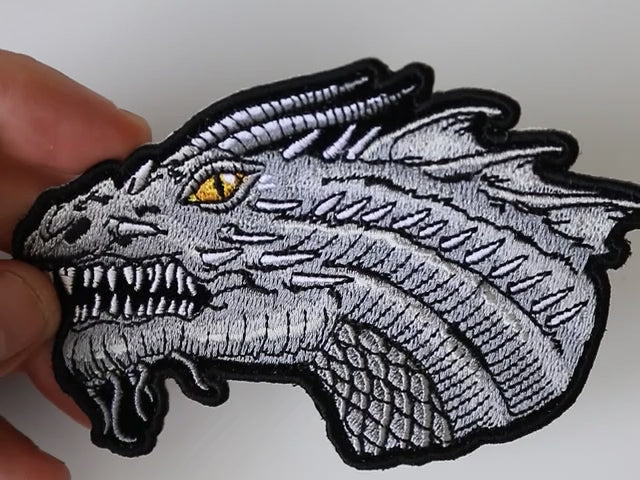 Small Dragon Yellow Eyes Embroidered Patch product video