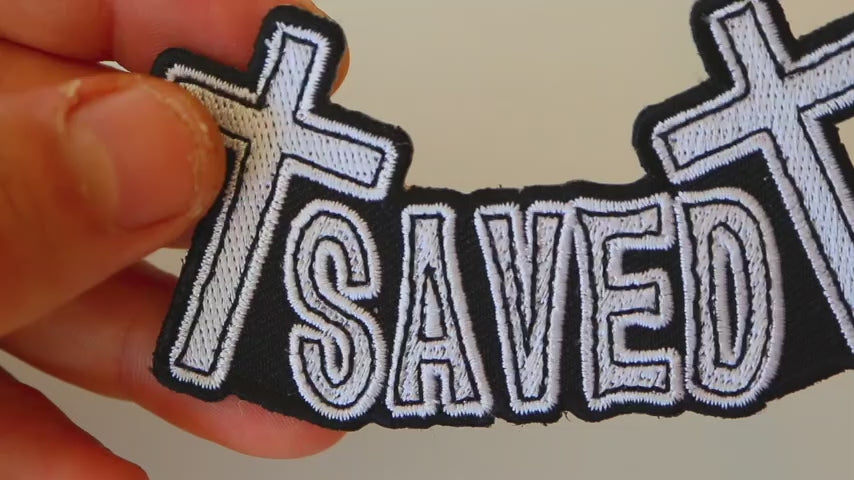 Saved Christian Embroidered Patch product video