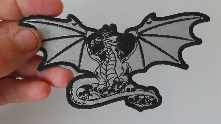 Dragon Skeleton Cross Embroidered Patch product video
