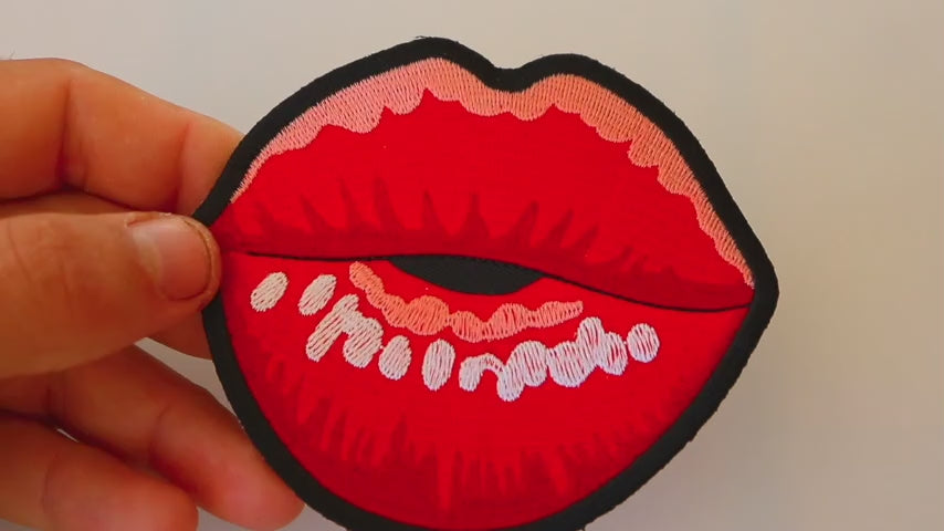 Lips Blowing a Kiss Embroidered Patch product video