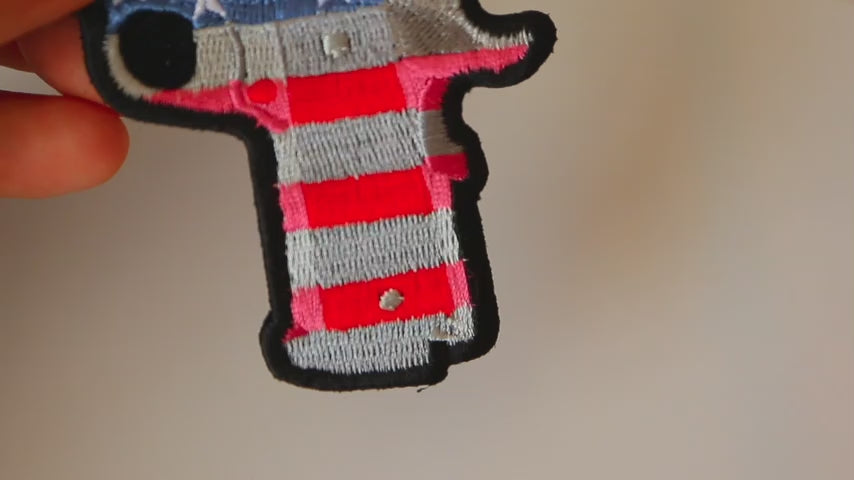 9mm Gun American Flag Embroidered Patch product video