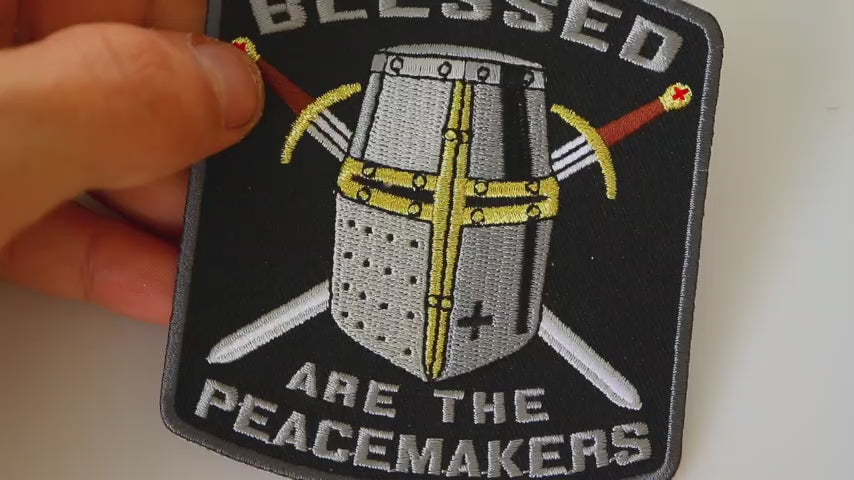 Blessed Are the Peacemakers Knight Embroidered Patch product video