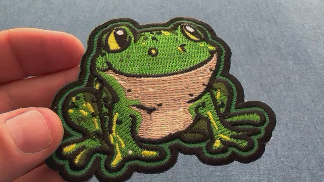 Green Frog Embroidered Patch product video