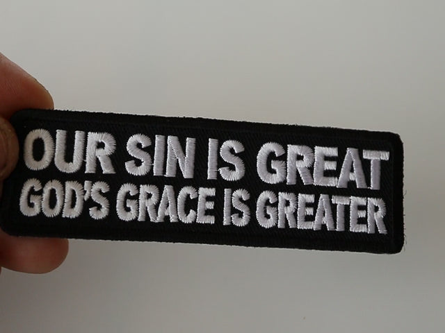 God's Grace Is Greater Embroidered Patch product video