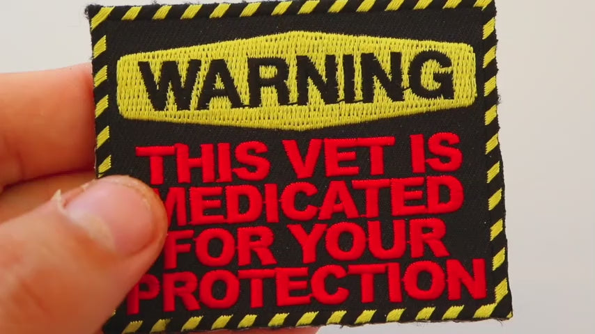 Medicated Veteran Warning Embroidered Patch product video