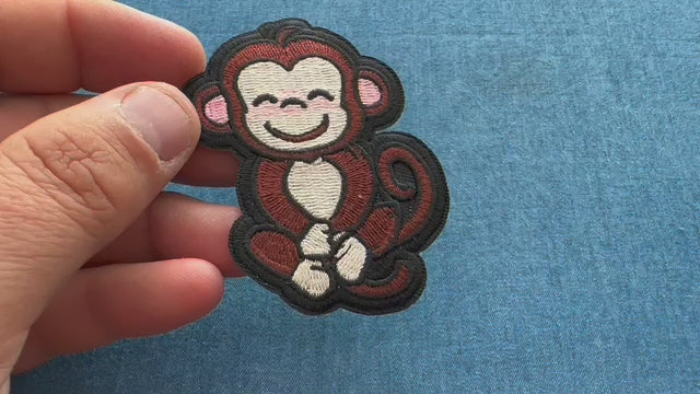 Cute Monkey Embroidered Patch product video