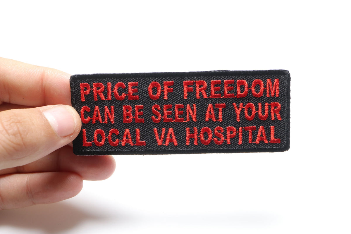 Price of Freedom VA Hospital Embroidered Patch shown for scale