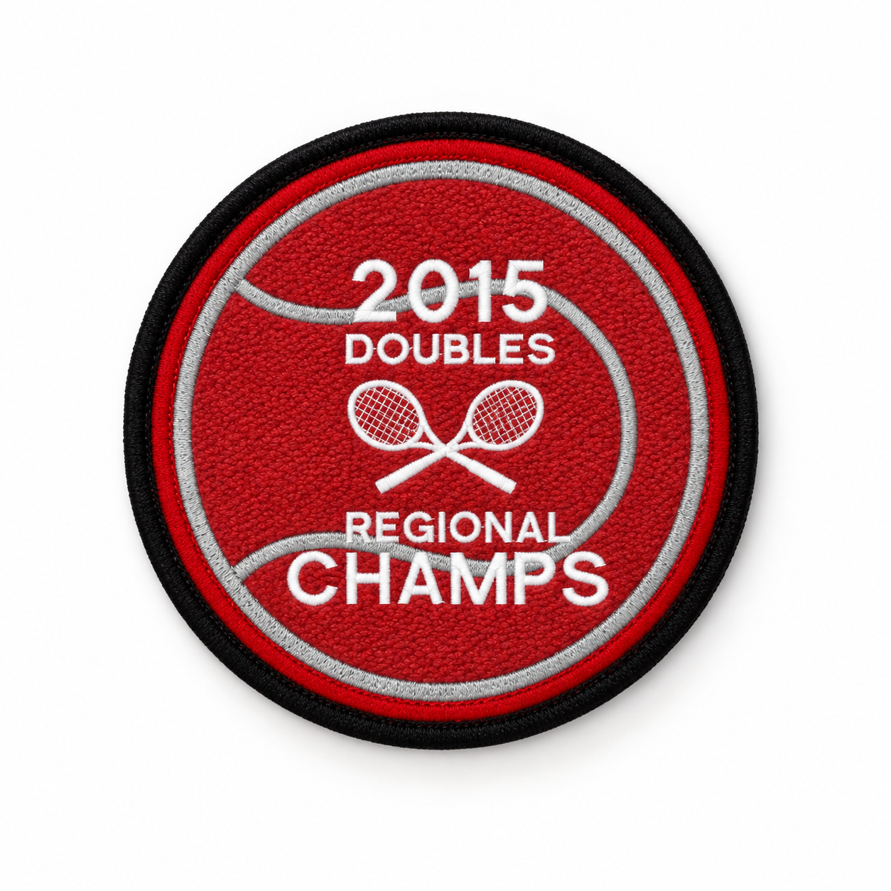 2015 Doubles Regional Champions Tennis Chenille Patch — generated illustrative front view