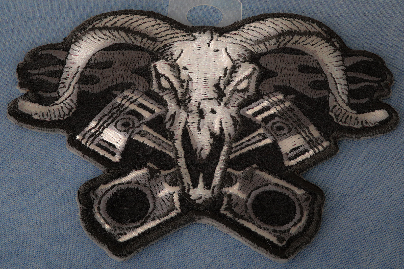 Ram with Pistons Embroidered Patch reverse and construction view