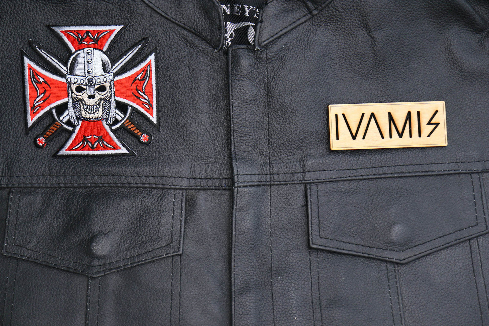 Red Maltese Cross Skull Embroidered Patch product image 5