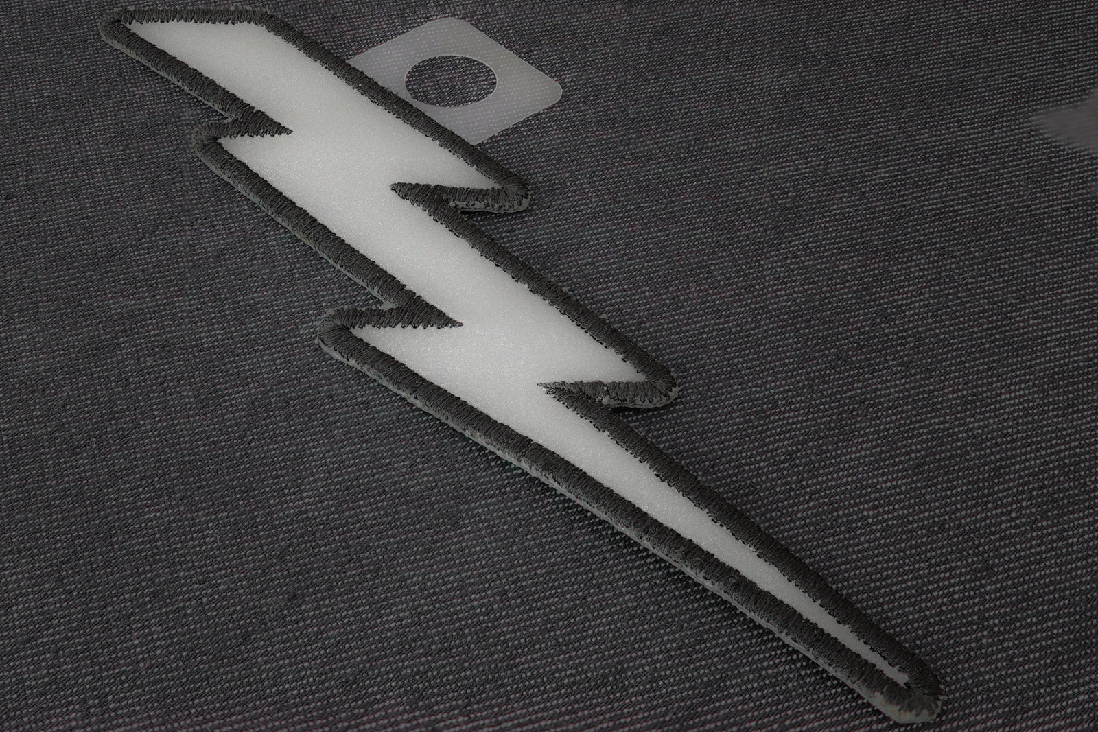 Reflective Lightning Bolt Right Embroidered Patch stitching detail