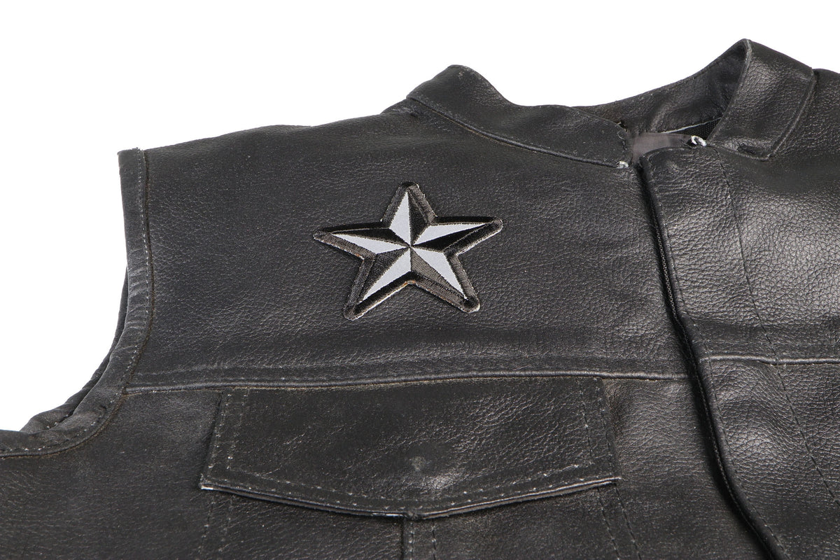 Reflective Nautical Star Embroidered Patch reverse and construction view
