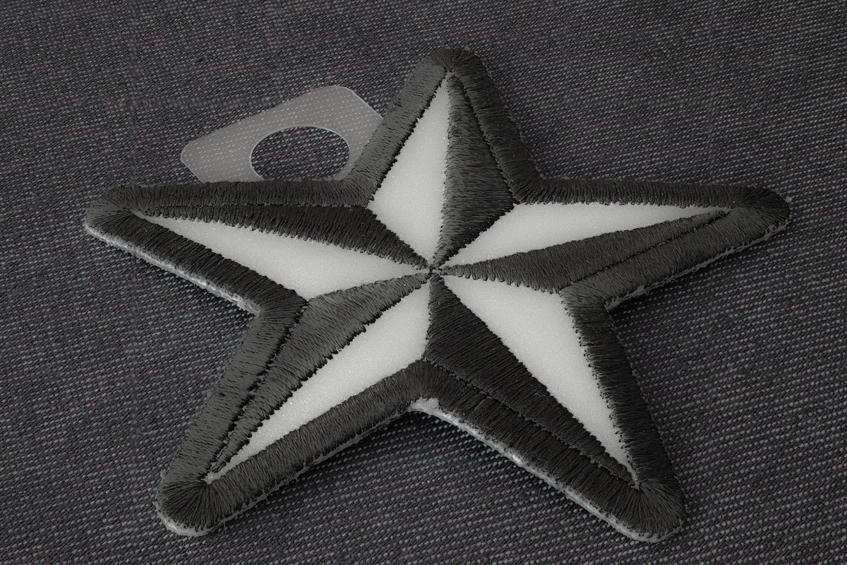 Reflective Nautical Star Embroidered Patch stitching detail