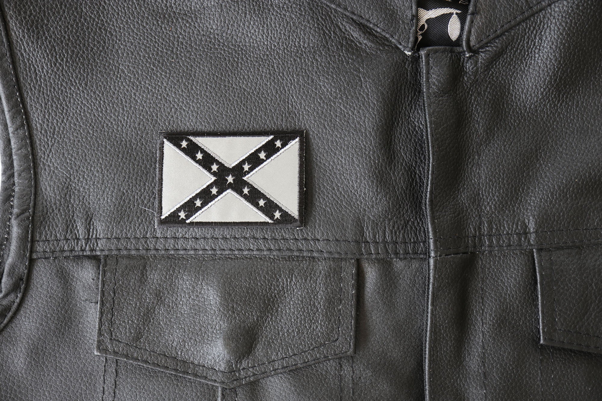 Reflective Rebel Flag Patch – Embroidered Design for Jackets ( 4 x 3 inches )