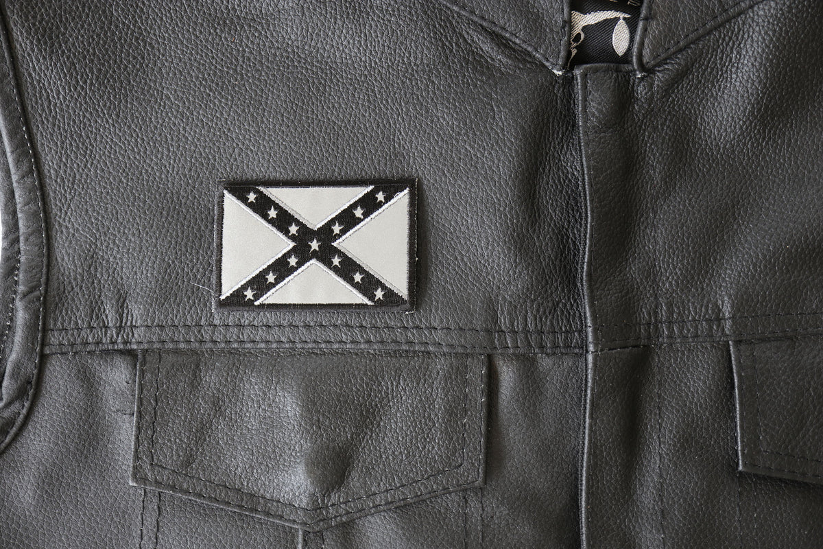 Reflective Rebel Flag Embroidered Patch stitching detail