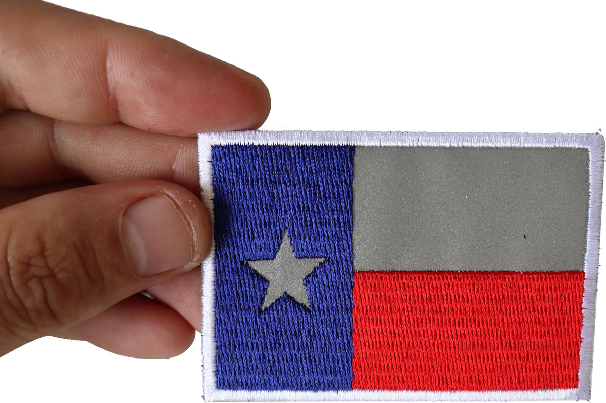 Reflective Texas Flag Embroidered Patch shown for scale
